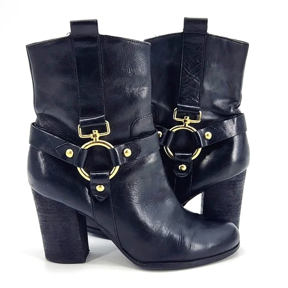 Guess | Shoes | Guess Dari Black Leather Harness Mid Calf  display picture 3